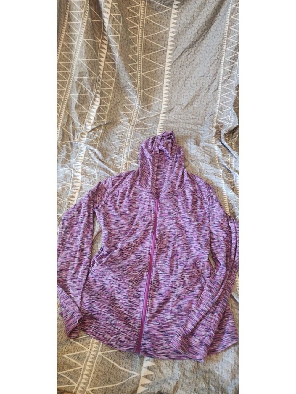 Women's Purple and Black Space-Dye Zip-Up, Columbia Lightweight and F